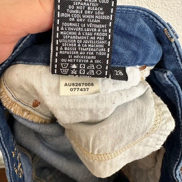 7 for All Mankind High Waist Ankle Skinny Jeans Size 28 Released Hem Side Splits - Picture 9 of 10